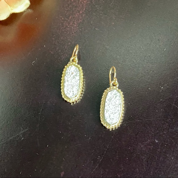 White crystal druzy drop earrings - Picture 1 of 5